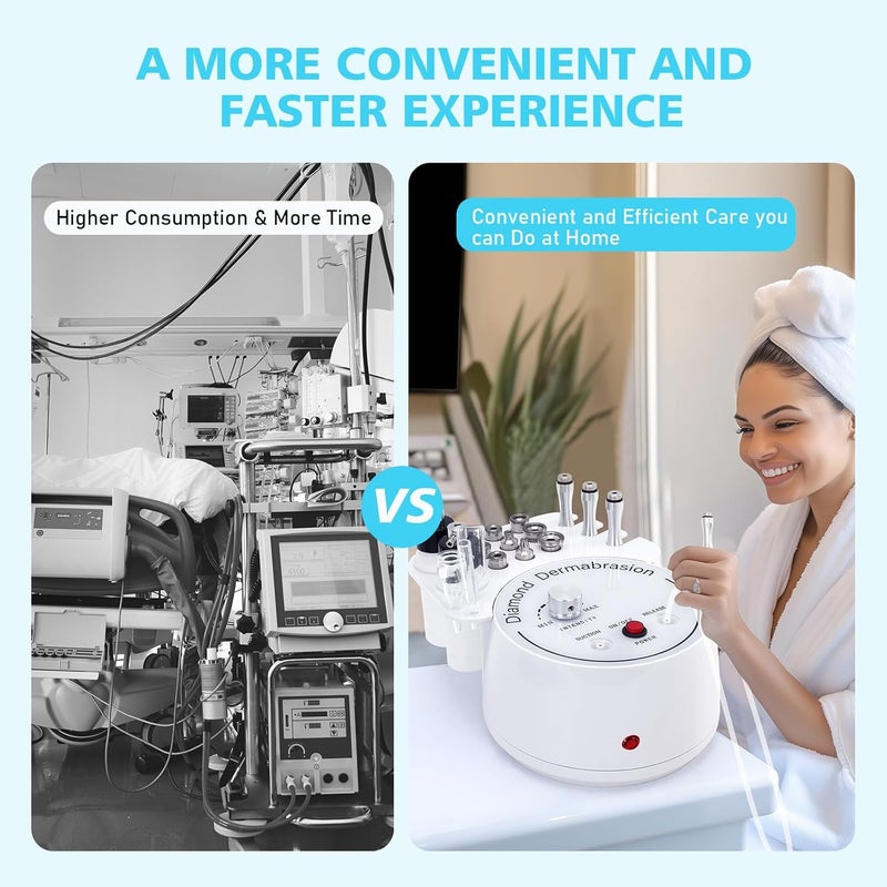 mcwdoit 3 in 1 Diamond Micro DermaBrasion Machine, Professional Dermabrasion Facial Skin Care Device with Wand, Spray Bottle and Vacuum Glass Tube for Personal Home Beauty Salon Use - Image 5
